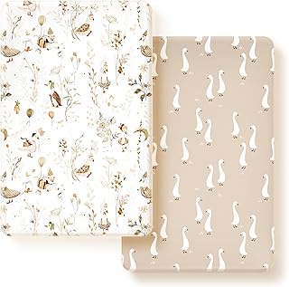 Stretchy Ultra Soft Jersey Knit Fitted Pack n Play Sheets 2 Pack, Portable/Mini Crib