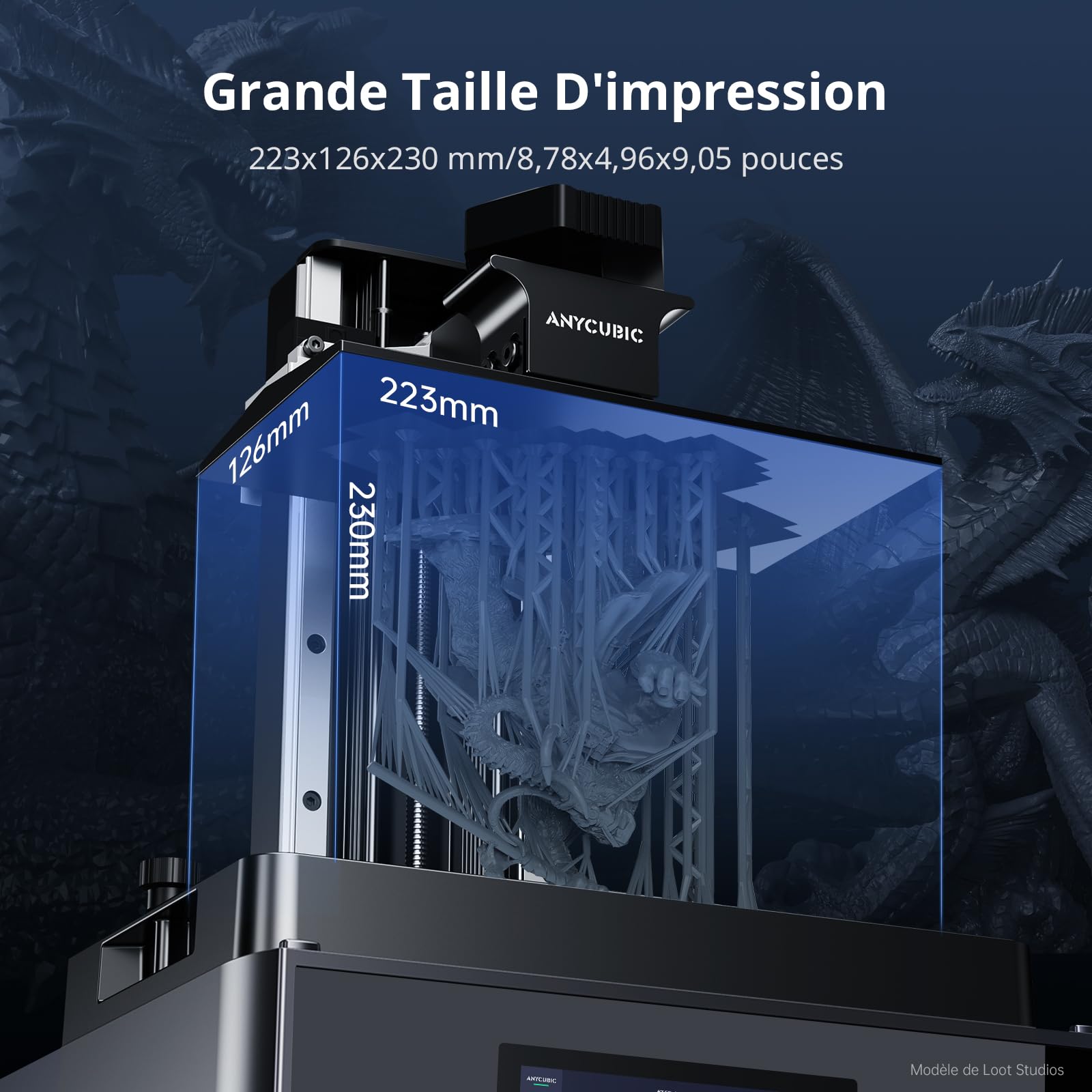 ANYCUBIC Photon Mono M7 Imprimante 3D Résine, Écran 10.1'' 14K HD avec COB LighTurbo 3.0, Impression Rapide 150mm/h, Imprimante 3D Résine Intelligente, Volume de Construction de 223x126x230 mm