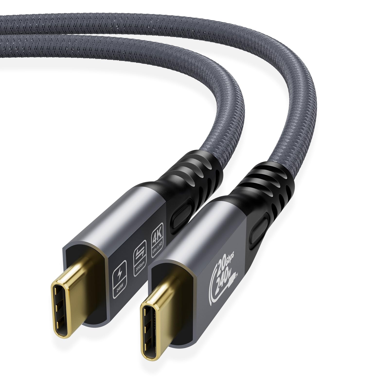 MOPOCHG 240W USB C Ladekabel, USB C 3.2 Gen2×2 USB-C auf USB C Kabel, 20 Gbps Datenübertragung, 48V/5A Schnellladekabel, 4K @60Hz für Thunderbolt 3/4, Laptop, Mobiltelefon, Monitor, Geräte (0,5M)