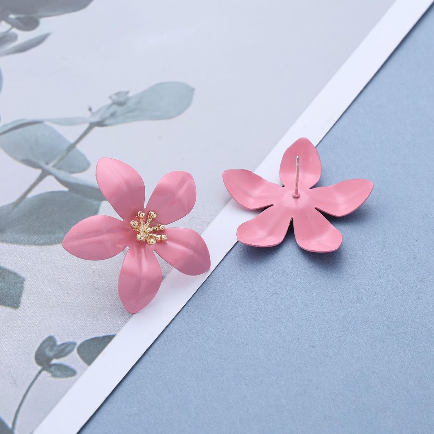 Boho White Large Flower Earrings Enamel Floral Petal Statement Earrings Metal Cute Cherry Blossom Daisy Stud Earring Jewelry for Women - Image 5