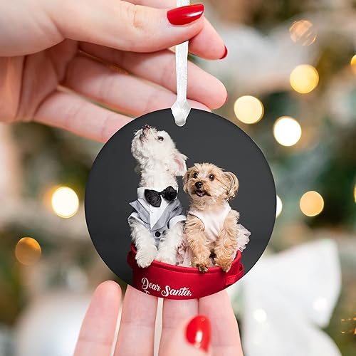 Miniatura 4 de Foto de adornos de Navidad personalizados 2024, regalos con fotos personalizadas, adorno de Navidad de cerámica listo para regalo de 3 pulgadas,