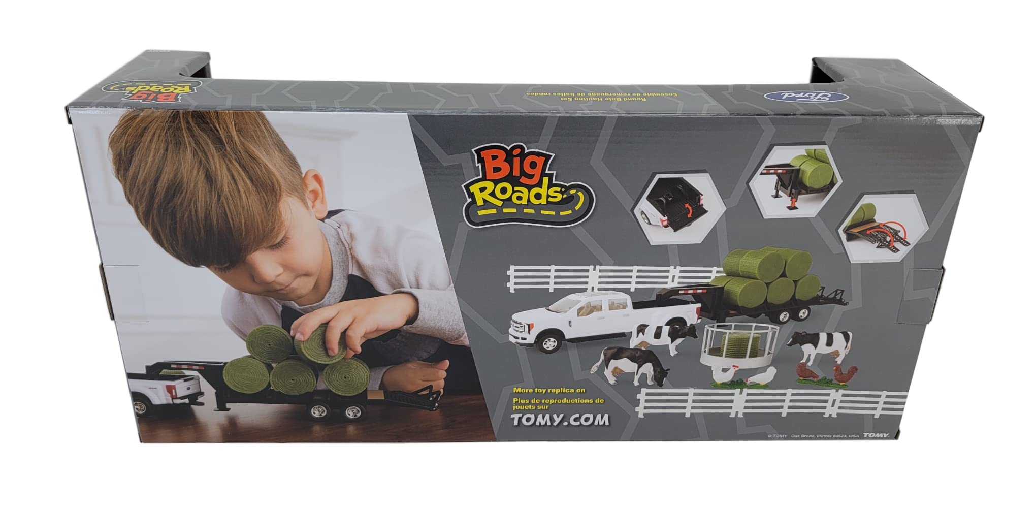 1/32 Big Roads Ford Truck w/Round Bales Hauling Set Toy - LP82786