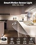 EZVALO 5-Pack Sous Éclairage du Cabinet, 2400mAh Lampe de détecteur de mouvement, lumières de placards sans fil, dimmable, minuterie, magnétique, avec télécommande pour cuisine, garde-manger, escaliers