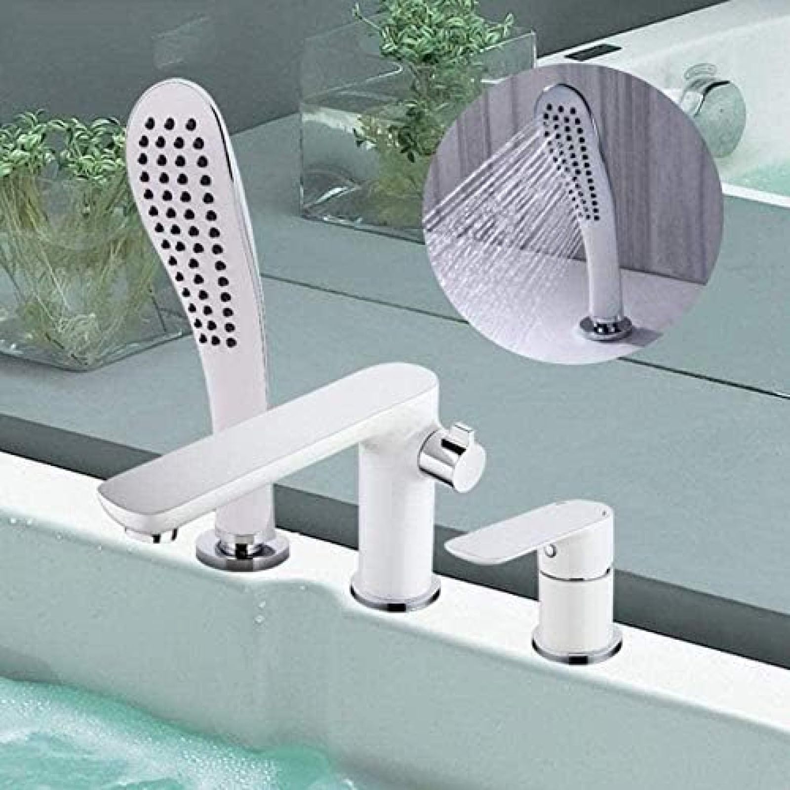 Sxithgkdw White Faucet, Faucet Bathtub Faucet Tub Faucet Rainfall Bath Tub Taps Shower Mixer Tap Wall Mount Shower Faucet Set Robinet