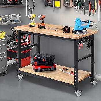 趣味 Garage Life BEST SELECTION ENJOYWOOD Work Bench for Garage Adjustable Workbenches with