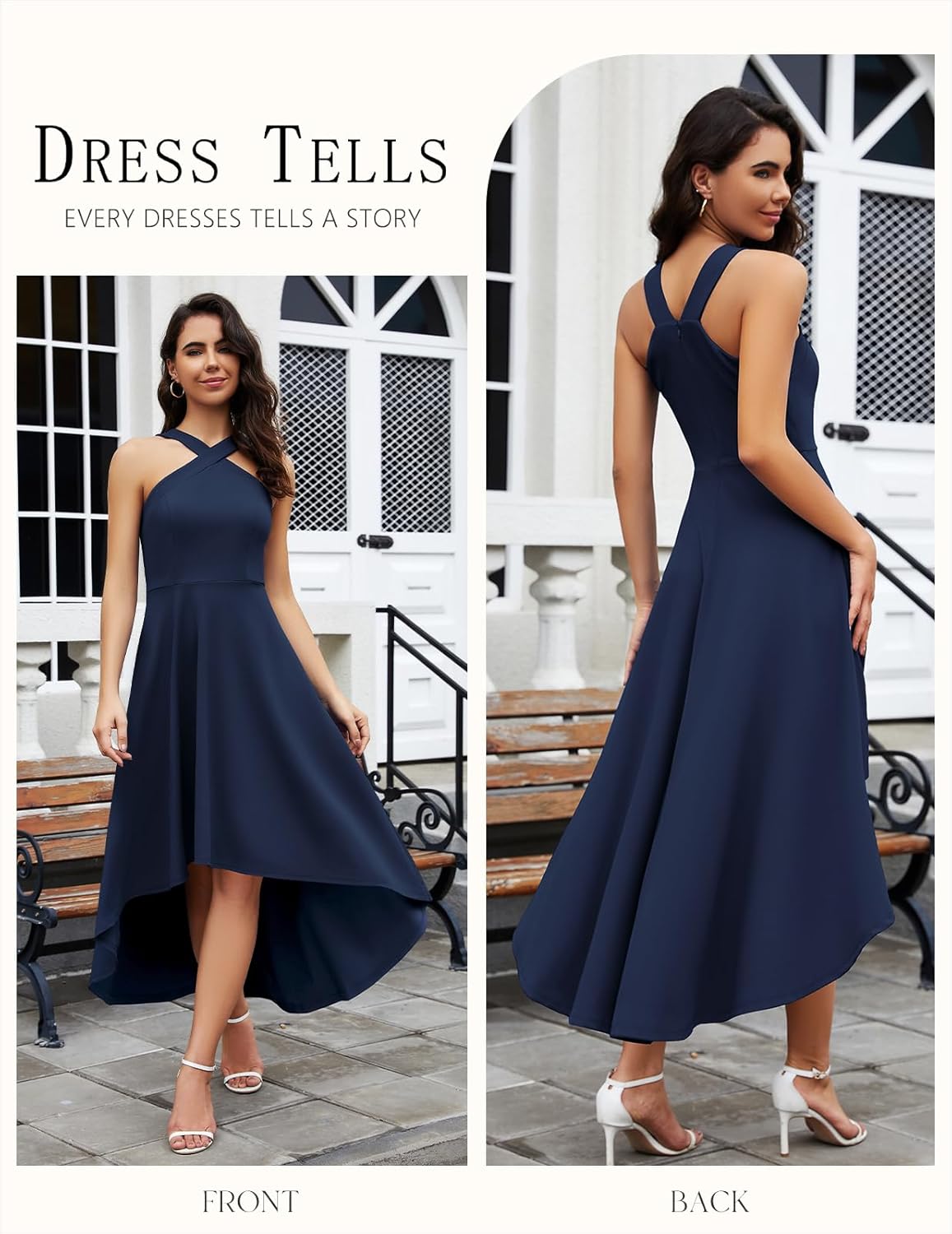 DRESSTELLS Formal Cocktail Dresses for Women, Wedding Guest Halter High Low Holiday Dress 2025