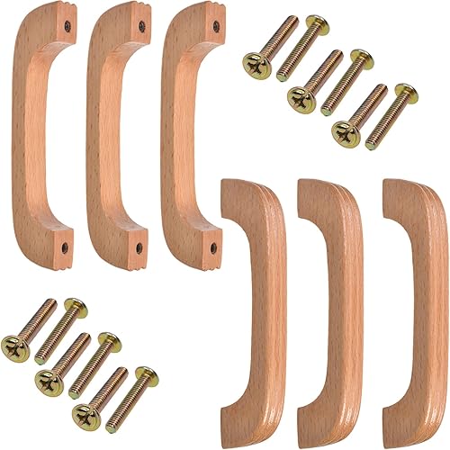 Miniatura 2 de Cosmos 6 tiradores de madera para cajones de gabinete con tornillos