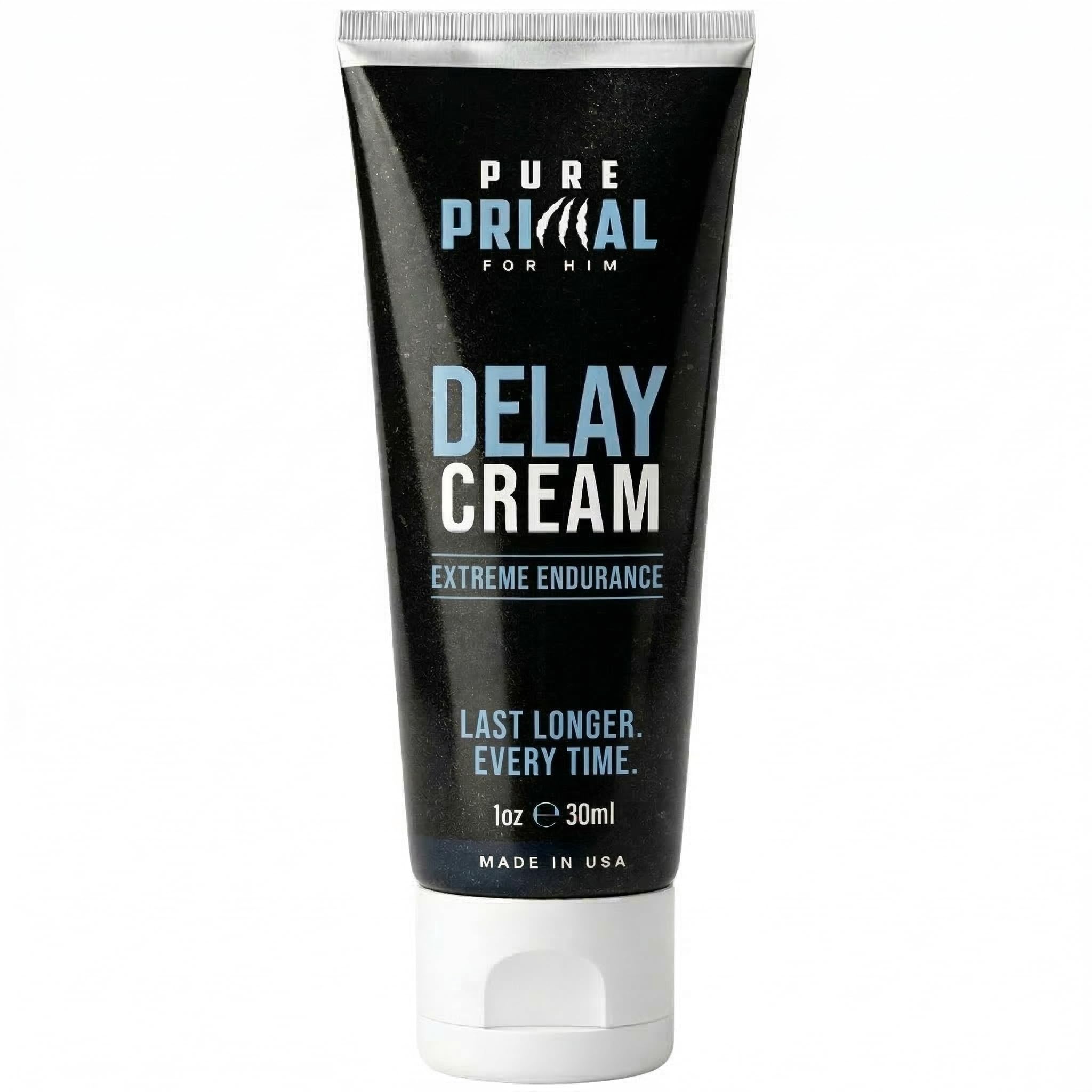 Pure Primal Delay Cream for Men, Enhances Endurance to Last Longer in Bed - 7.5% Benzocaine - No Mess Choice Over Delay Spray - Retardantes para Caballeros - 1oz