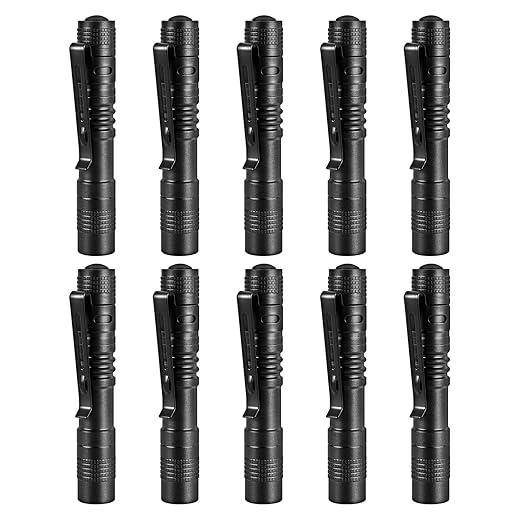 Tileon Led Penlight Flashlight, 10 Pcs Mini Pen Flashlight Tactical Powerful Lumen penlight Torch Flashlight for Camping, Hiking