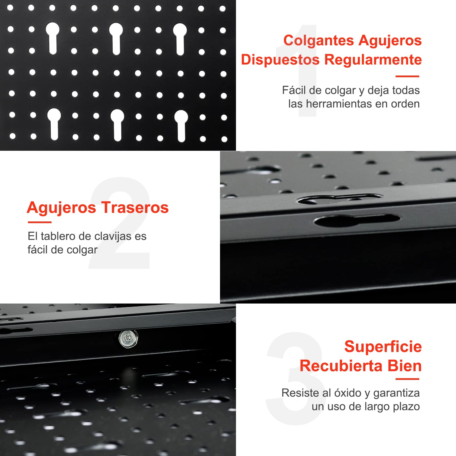 COSTWAY Organizador de Herramientas para Pared, Kit de Organización de Herramientas de Metal con 3 Paneles Perforados y 25 Accesorios para Colgar (con 25 Accesorios)