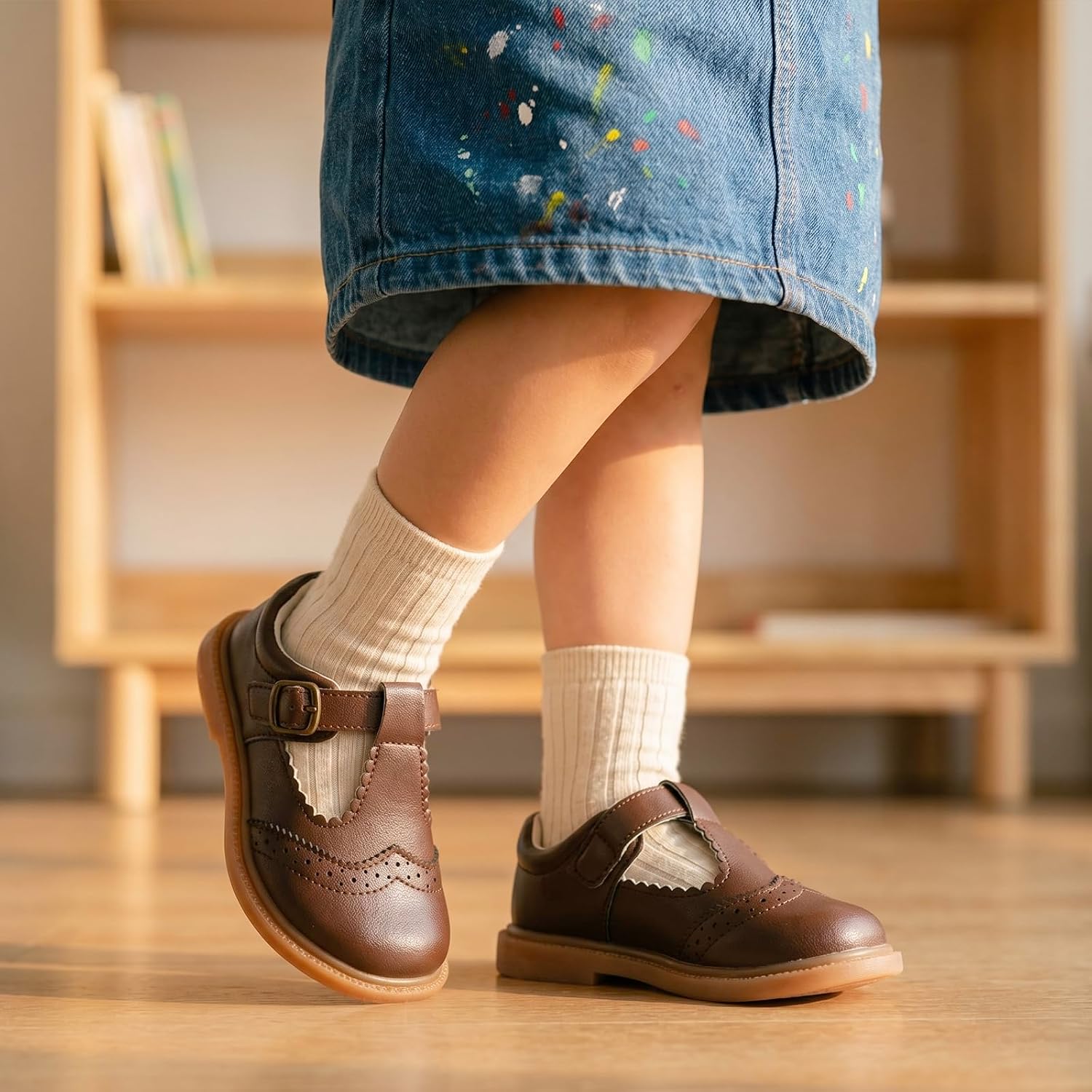 STQ KIDS Toddler Girl Mary Jane Vintage Brogue Dress Shoes