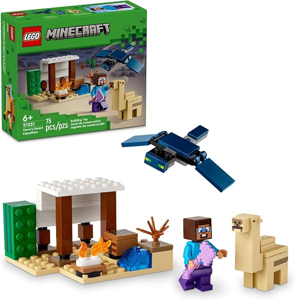 LEGO Minecraft Steves Desert Expedition Building Toy, Biome with Minecraft House and Action Figures, Minecraft Gift for