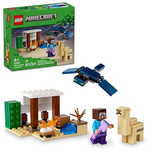 LEGO Minecraft Steve's Desert Expedition Building Toy, Biome with Minecraft House and Action Figures, Minecraft Gift for Independent Play, Gaming Playset for Boys, Girls and Kids Ages 6 and Up, 21251