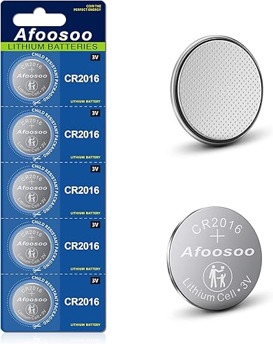 CR2016 - Batería de moneda de litio de 3 V, paquete de 5 celdas de botón CR 2016, baterías de 3 voltios 85 mAh para llave de automóvil, garaje,