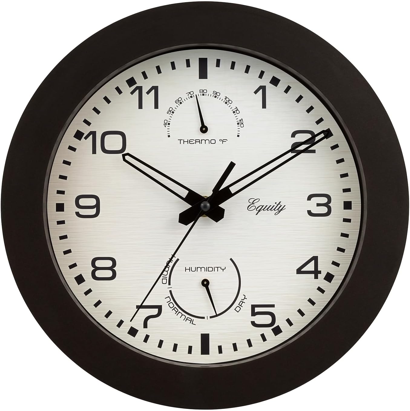 Equity by La Crosse 10 Inch in/Out Brown Wall Clock with Thermometer and Hygrometer (29005)