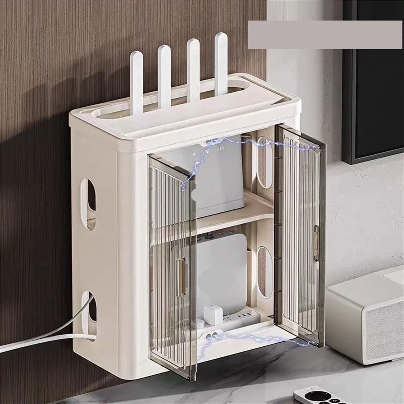Boîte De Gestion des Câbles Boîte de Rangement de routeur Pliable avec Porte, boîte de Rangement de Cordon d'alimentation, Organisateur de routeur sans Fil, Rangement de Chargeur de Cordon