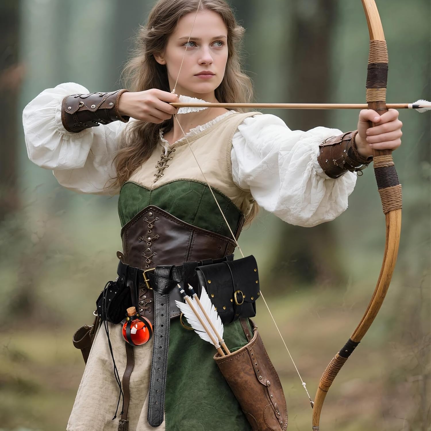 Renaissance Belt Pouch Viking Leather Medieval Belt Waist Bag Pirate Cosplay Festival Halloween Adjustable Accessories (Pouch-Black) - Image 7