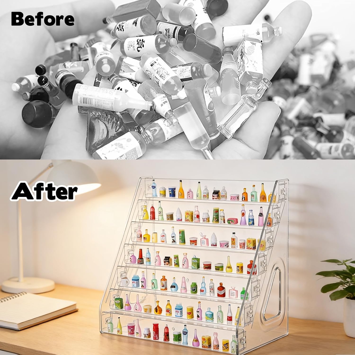 4 Pack 7 Layers Mini Brand Organizer Acrylic Display Rack for Mini Brands Collector Toys Large Capacity Desktop Mini Brand Display for Small Miniature Collectibles, Mini Brand Not Included