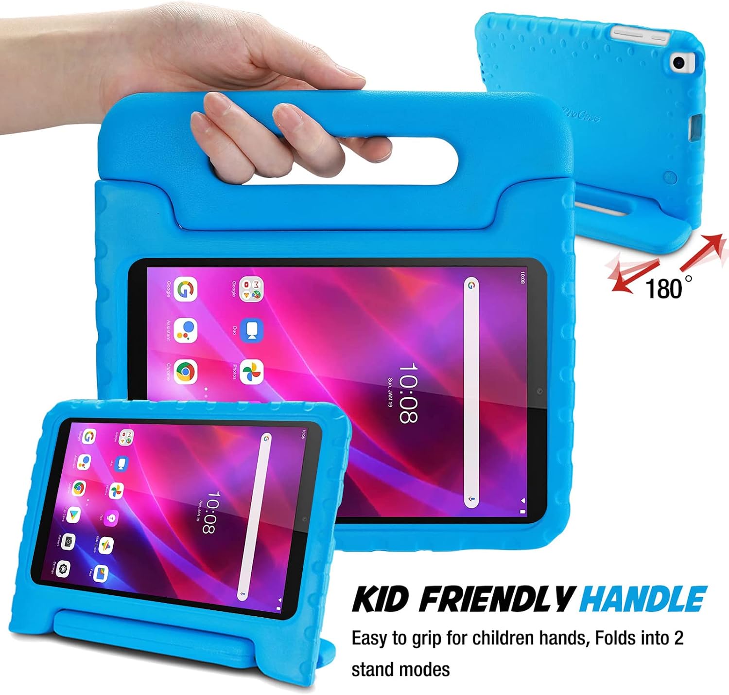 ProCase Kids Case for Lenovo Tab M8 4th Gen 2023/3rd Gen 2022/HD LTE 2021/Tab M8 HD//Smart Tab M8/Tab M8 FHD 2019, Lightweight Shockproof Kids Friendly Case for Lenovo Tab M8 Tablet 8" -Blue