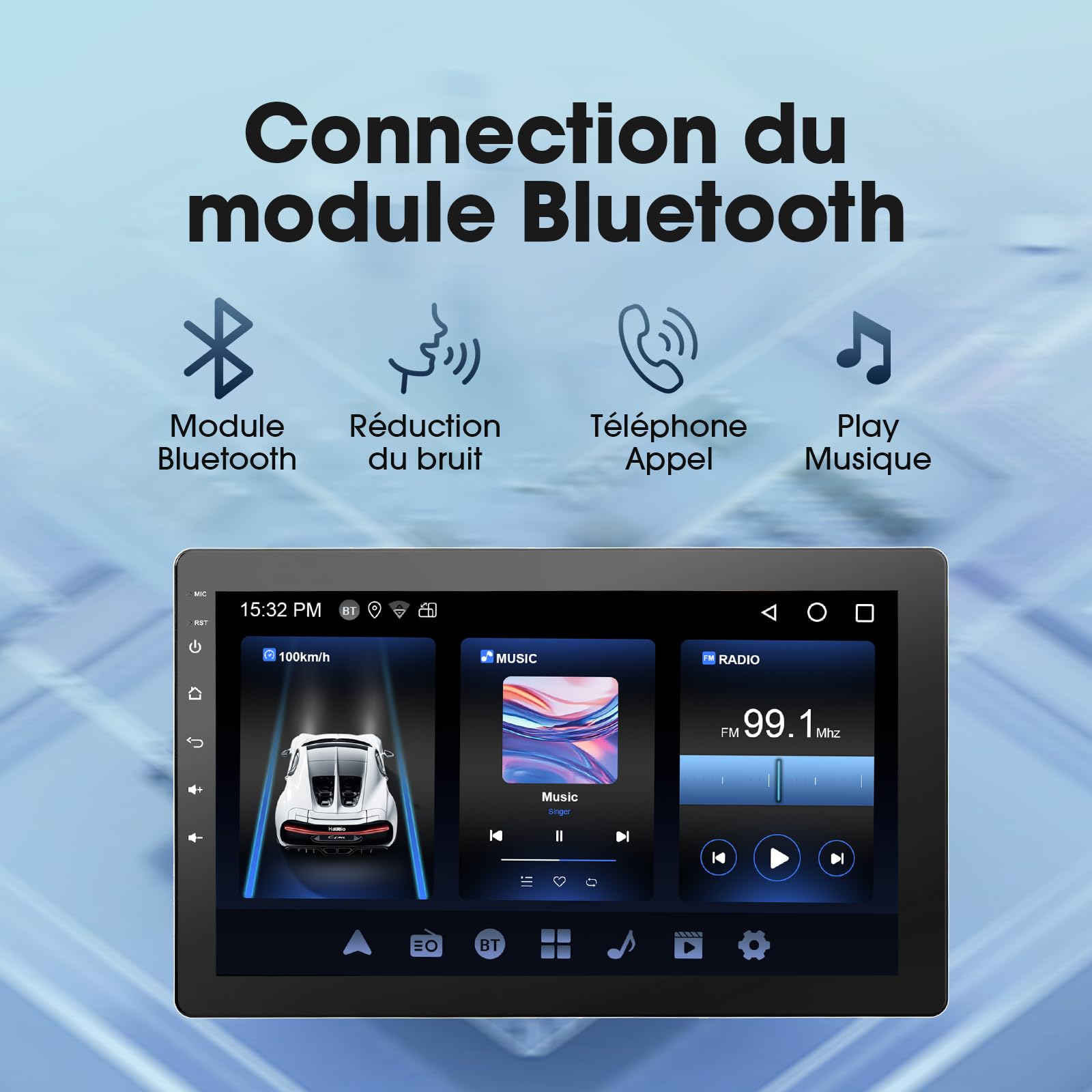 Haudio 360° Autoradio Rotatif, Auto Stereo 1 Din, Écran Tactile IPS 10.1 Pouces avec Carplay sans Fil et Android Auto, Car Play avec Caméra de Recul|Radio FM|Lien Miroir|Navigation GPS|Commande Vocale