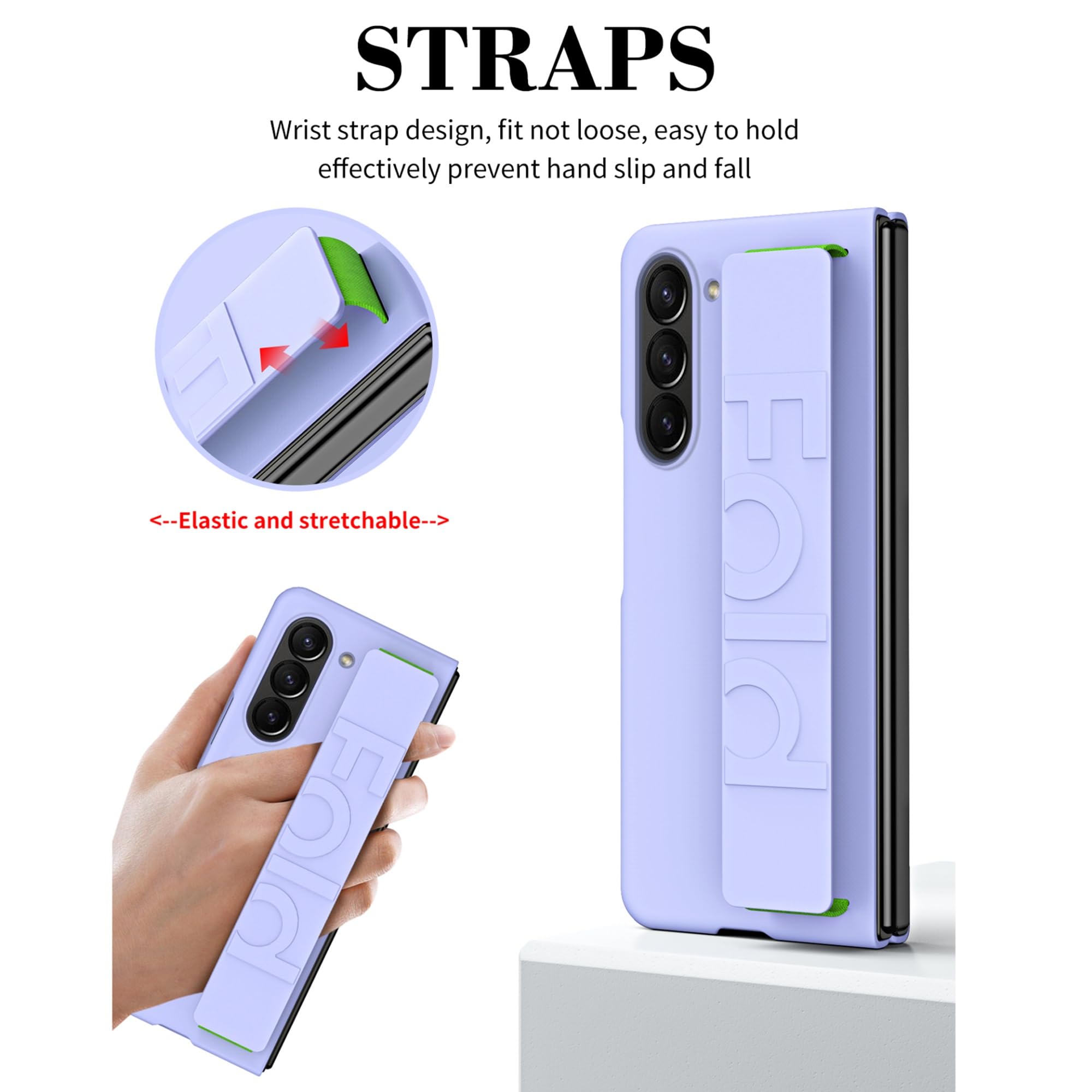 EKSED Custodia per Telefono Custodia con cavalletto per Samsung Galaxy Z Fold 5 5G Cover con Impugnatura in Silicone, Custodia Protettiva per Tutto Il Corpo con Cinturino per Dito Design Portatile
