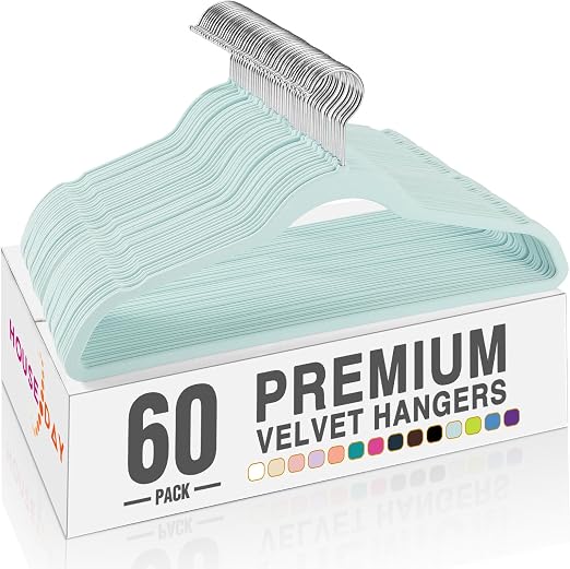 HOUSE DAY Black Velvet Hangers 60 Pack