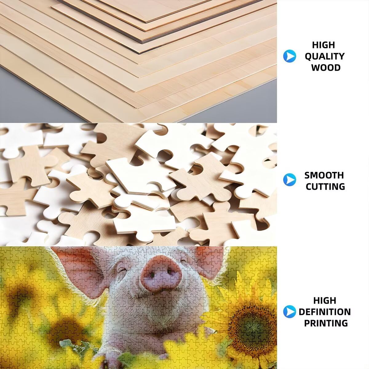 Puzzle 2000 elementów, drewniane puzzle dla dorosłych z pudełkiem na prezent, świnka puzzle dla dorosłych, puzzle dla całej rodziny, dekoracja bożonarodzeniowa, dekoracja salonu, prezenty dla kobiet