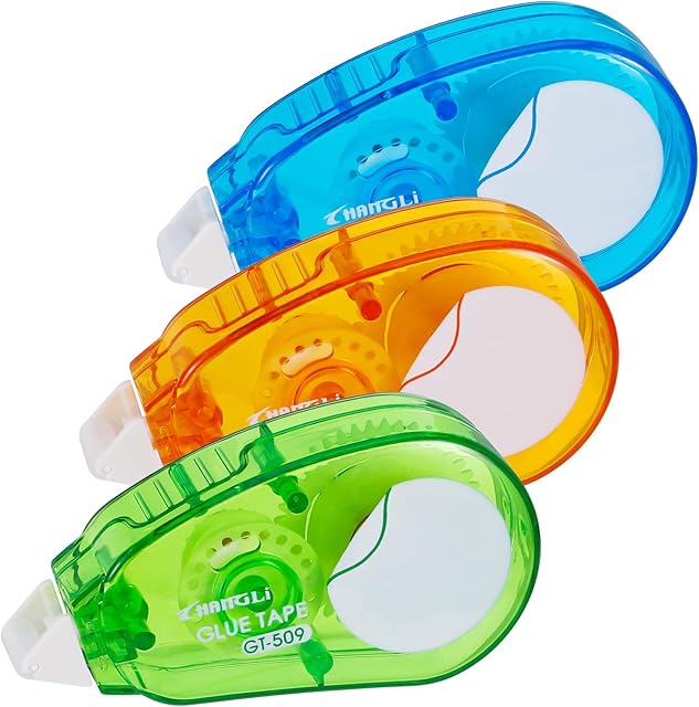 Xinzistar 3PCS Glue Roller Double Sided Tape Dispenser Adhesive Glue Tape Transparent Glue Dispenser for DIY Crafting Scrapbooking Photo Album Journal Cards Making(6m x 8mm)