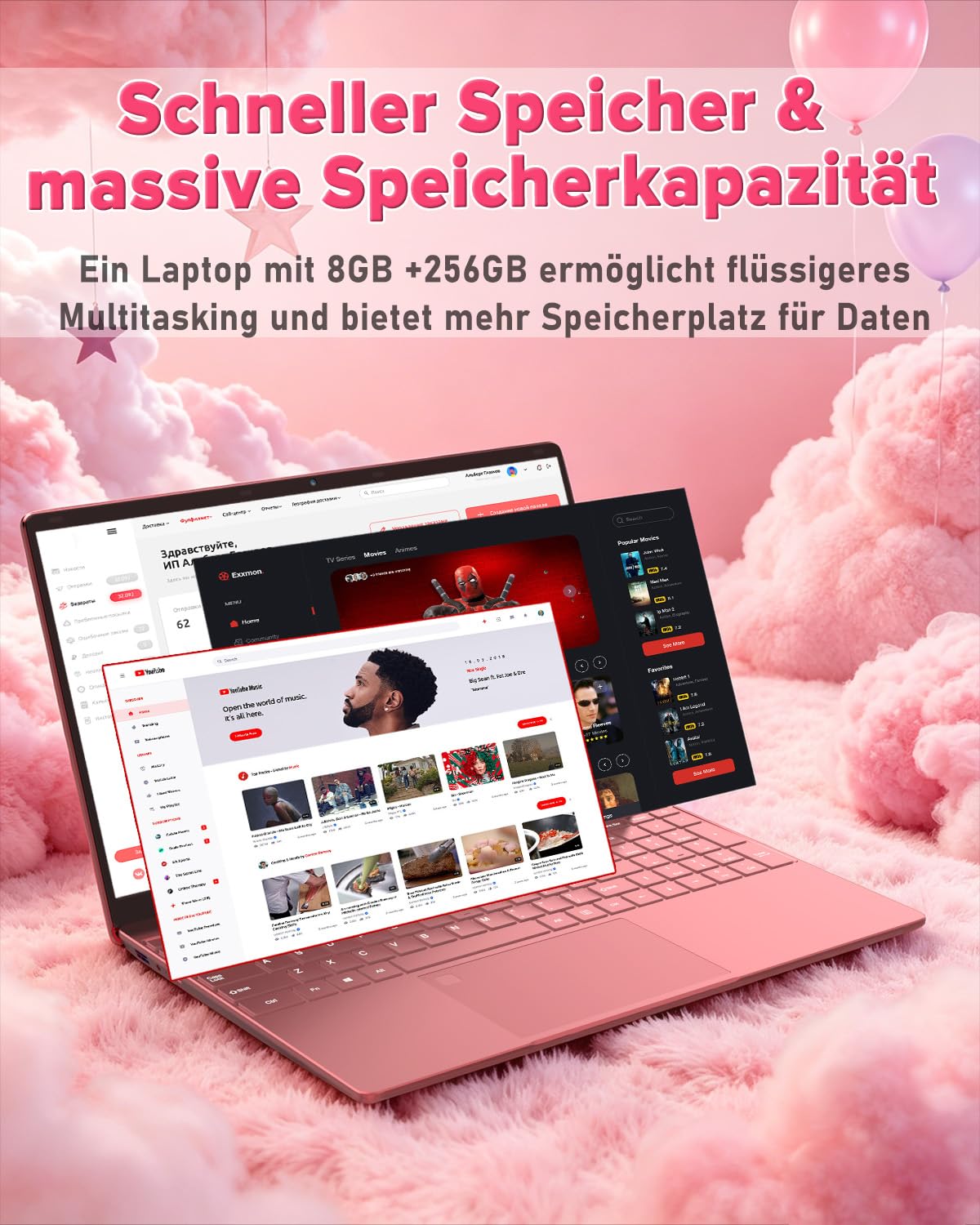 Molegar 2026 Laptop Computer Notebook,15.6" IPS FHD Display,Celeron N5100(Beats N4120/5205U CPU),WiFi5,BT5.0,USB3.0,Beleuchtete Tastatur,Fingerprint für Business Home Office und Studenten