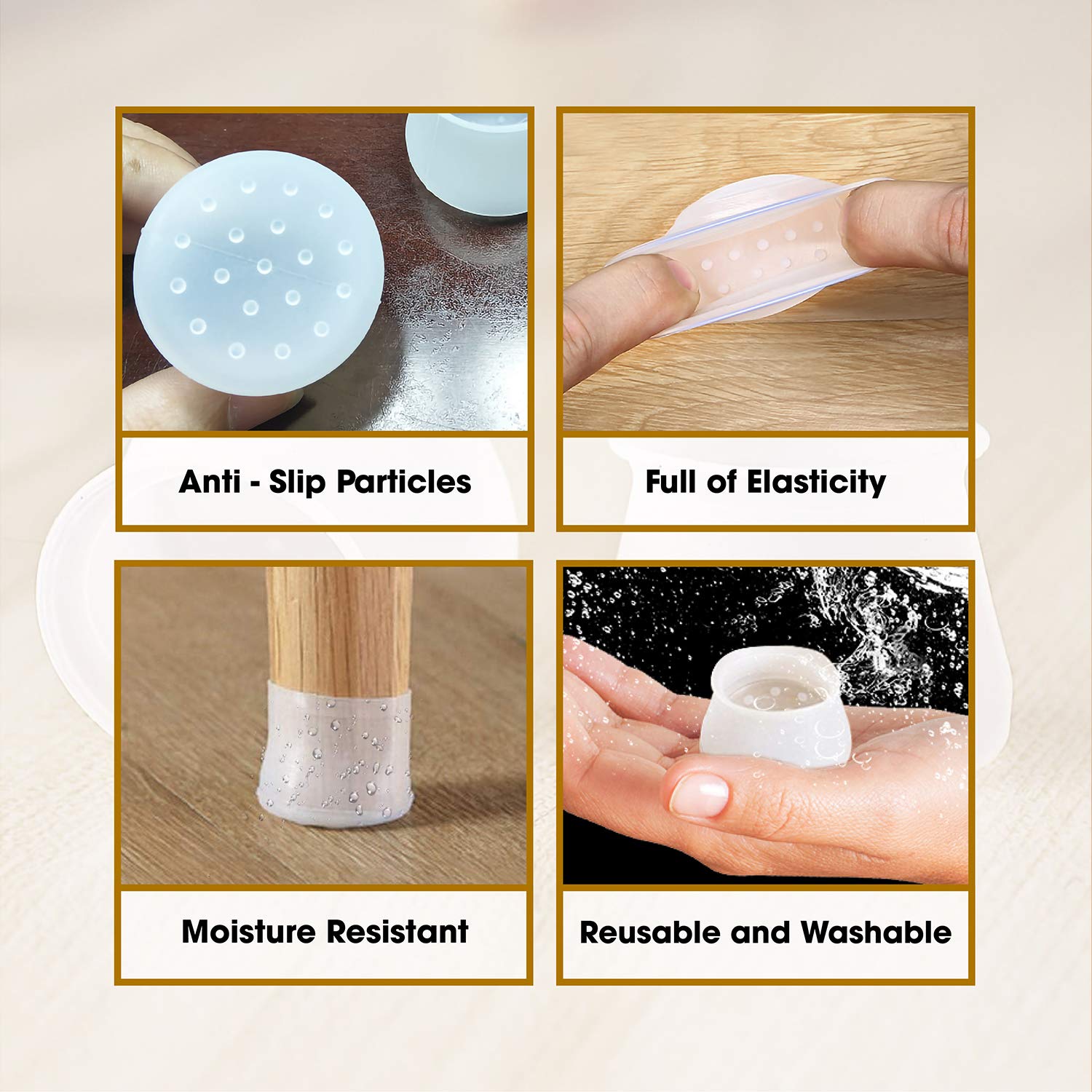 TARIO Furniture Protection Cover 40 Pcs Silicone Chair Leg Floor Protectors Round and