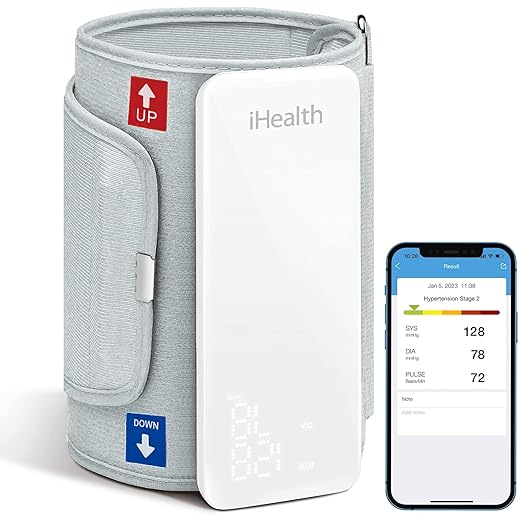iHealth Neo Wireless Blood Pressure Monitor, Upper Arm Cuff, Bluetooth Blood Pressure Machine, Ultra-thin & Portable, App-enabled for iOS & Android