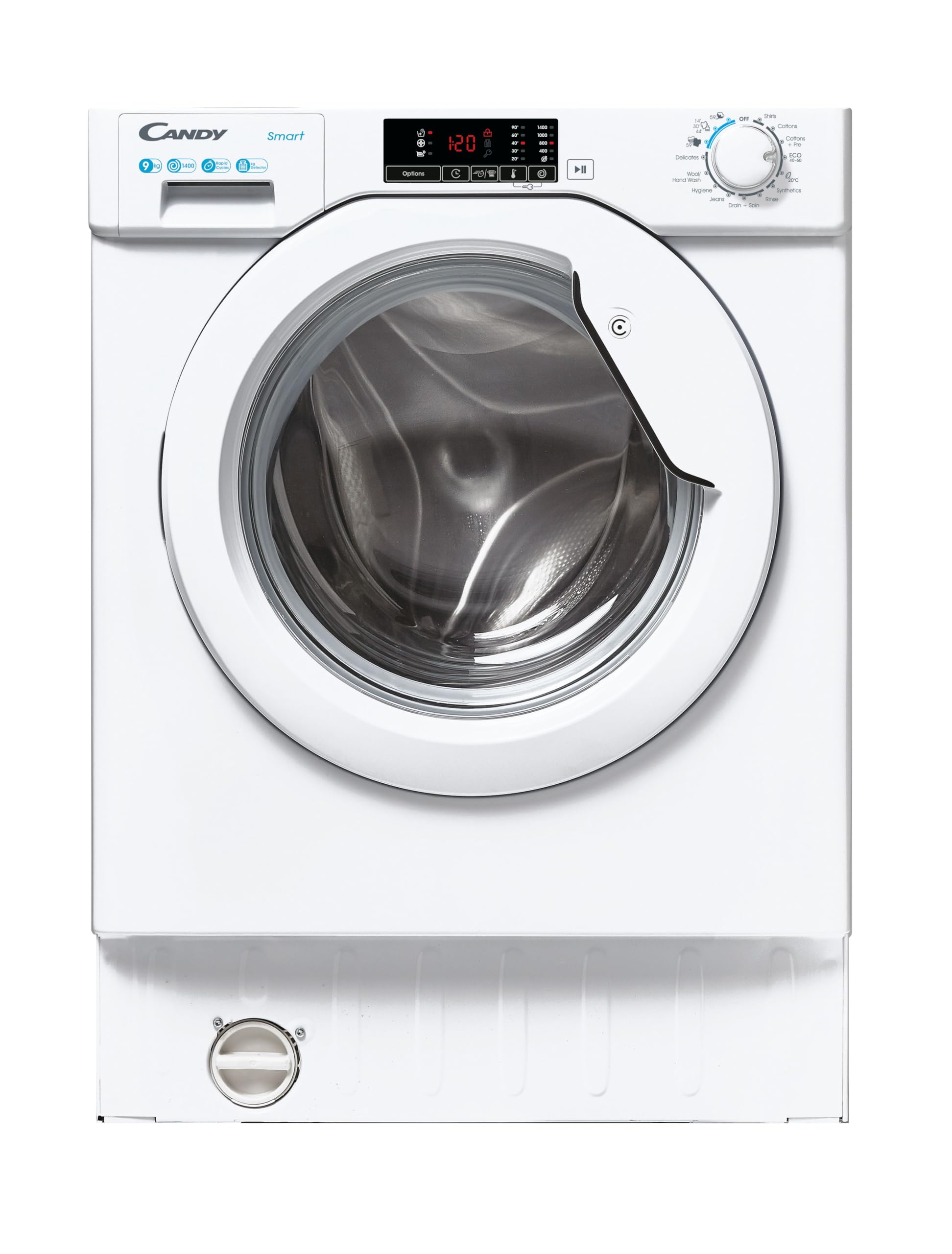 CANDY CBW 49D1W4-80 Integrated Washing Machine, 9kg Load, 1400RPM, White - B rated