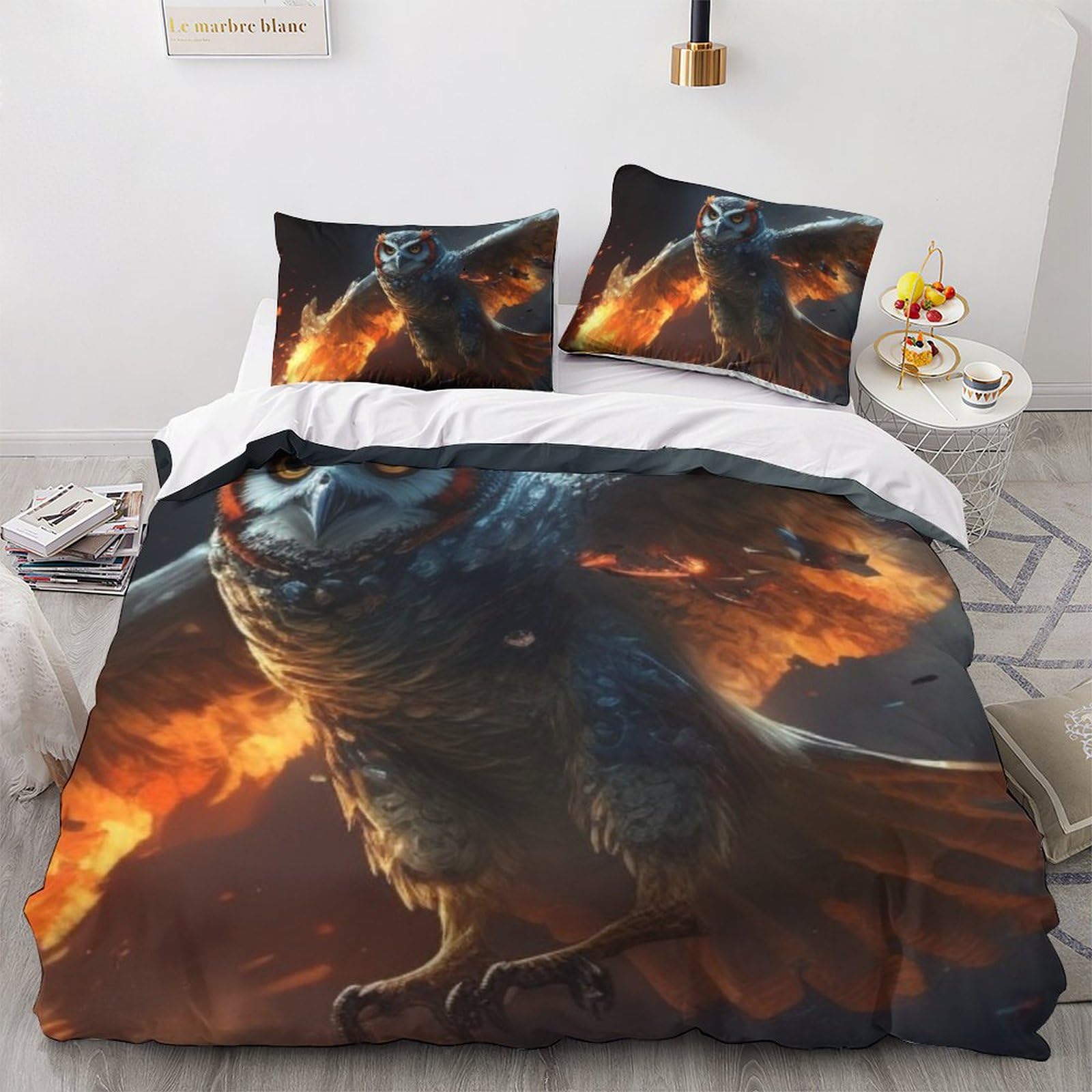 Housse de couette enfants parure de lit Angry Owl finis les draps qui glissent en 220x240