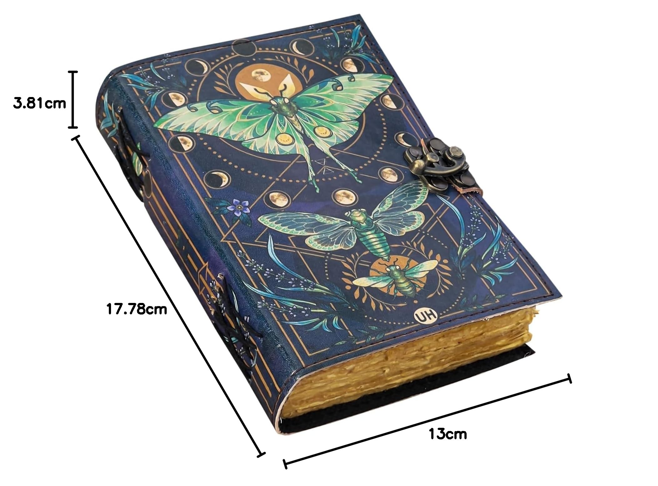 Urban Leather Luna Moth Morpho Butterfly ręcznie wykonany dziennik do drukowania, szkicownik rysunkowy, dziennik podróży, album kolekcjonerski, czary, artykuły dekoracyjne, notatnik do pisania, bez