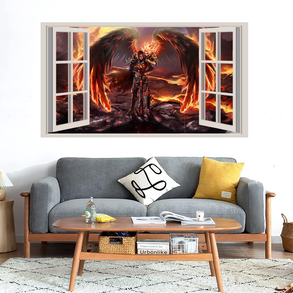 GADGETS WRAP Printed Wall Decal Sticker Fake Window Style Decal (90cm x 50cm) - migh Magic Heroes vi