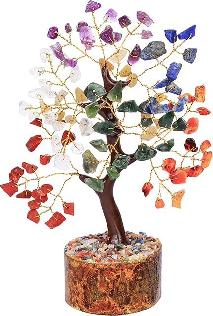 Crystals and Healing Stones Tree - Chakra Tree - Crystal Tree - Mini Chakra Stone Tree - Feng Shui Decor - Meditation Accessories - Chakra Decor - Money Tree - Spiritual Gifts