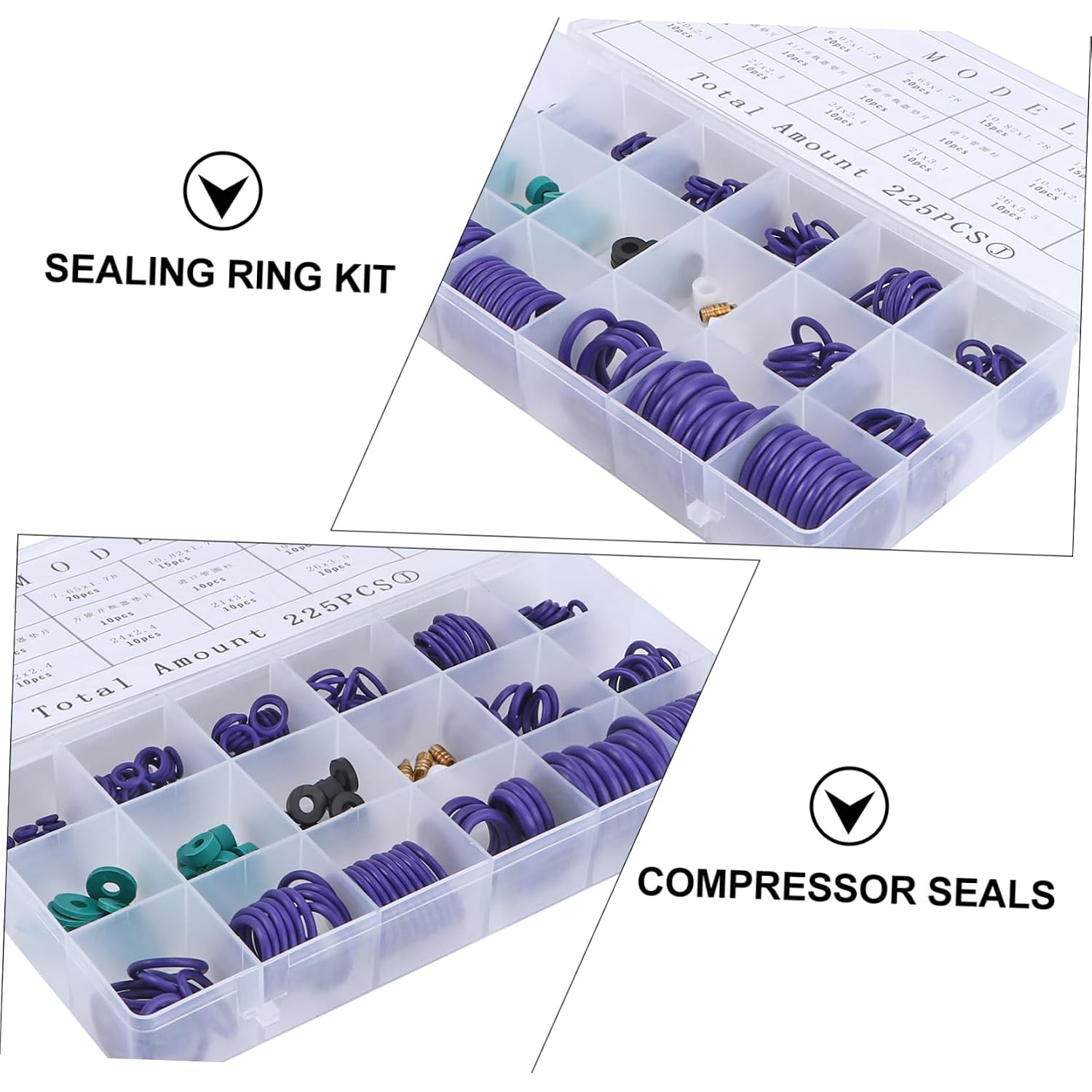 225pcs Sealing Gasket Assortment Automotive Kit High Elasticity and Heat Resistance for Efficient Repairs