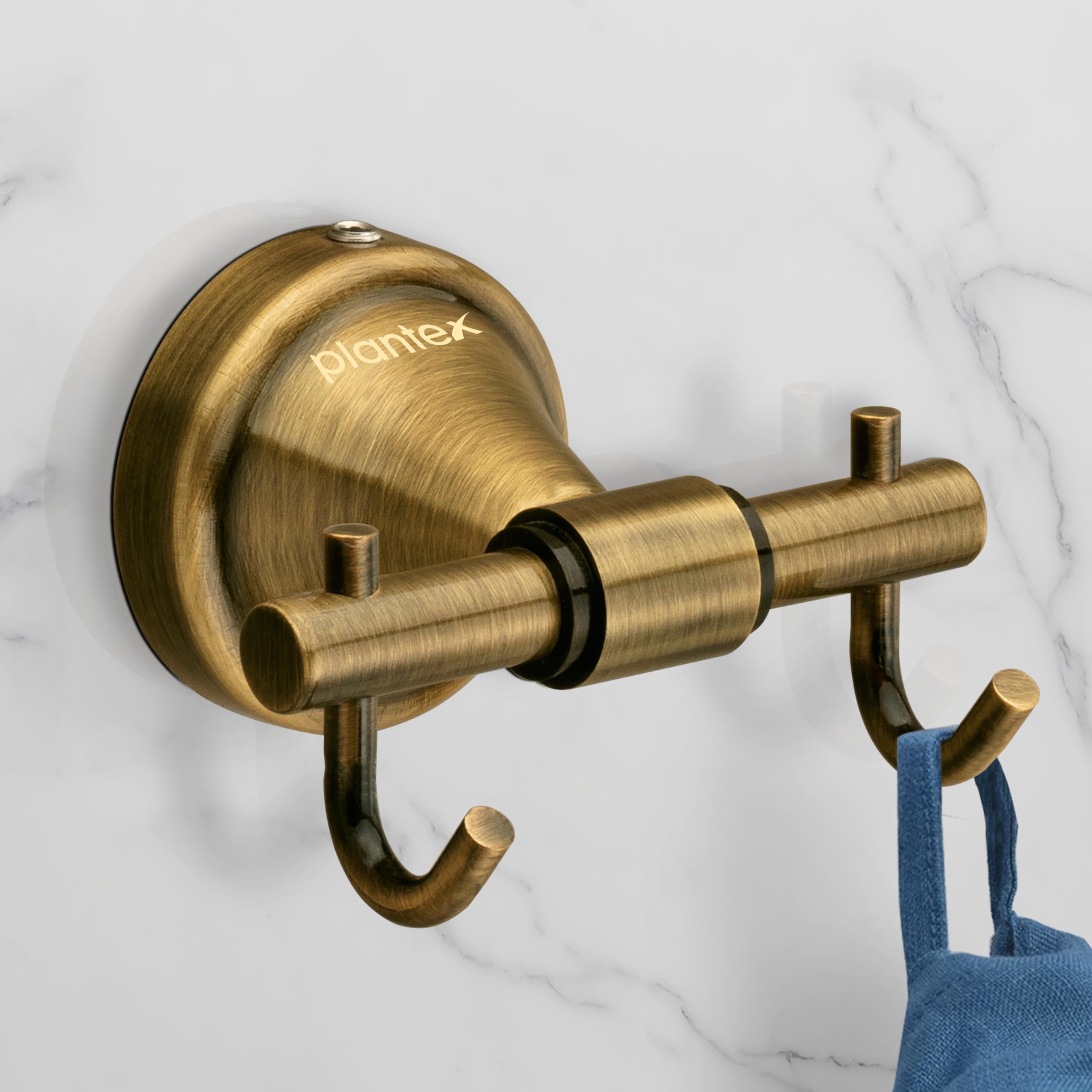 Plantex 304 Grade Stainless Steel Hooks for Hanging Clothes and Towel in Bathroom/Living Room- Niko (Brass Antique)