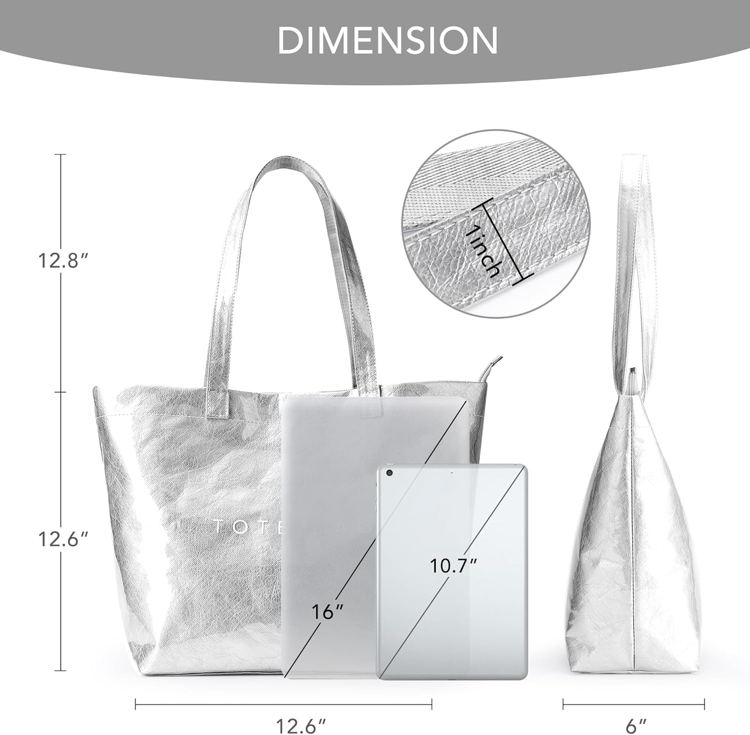 KALIDI PVC Zipper Tote Bag, Jelly Kraft Paper Beach Bag Large Hobo Carry All Travel Shopping Handbag Plastic Shoulder Bag - Image 5