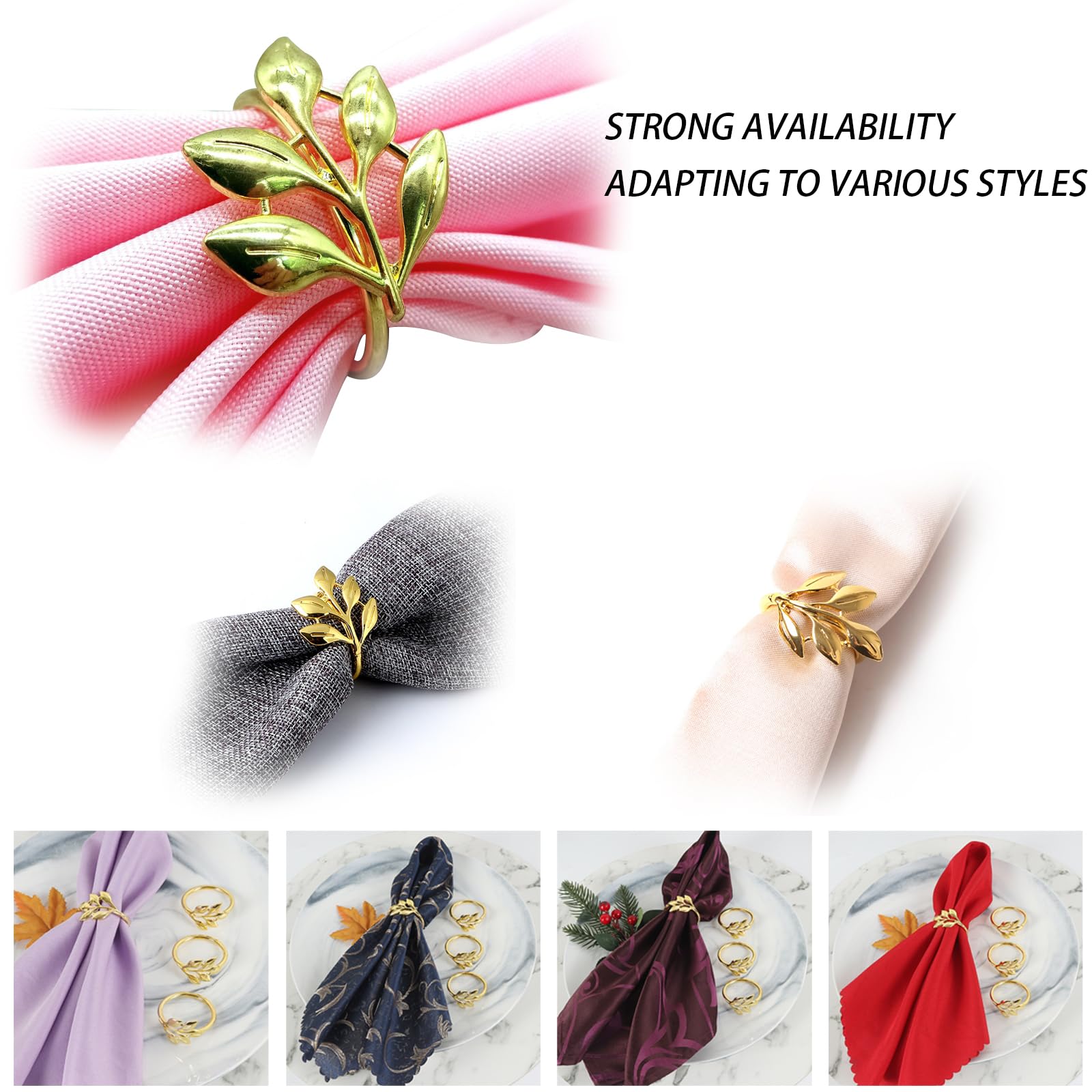 JVHLOV 20PCS Napkin Rings, Metal Napkin Buckles, for Harvest Thanksgiving, Wedding, Dinner, Party, Banquet - Image 3