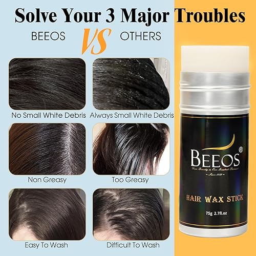 Miniatura 3 de BEEOS Paquete de 2 barras de cera para el cabello para mujer, pomada para el cabello, cera para cabello Flyaways Baby Frizz Hair Edge Contrl no