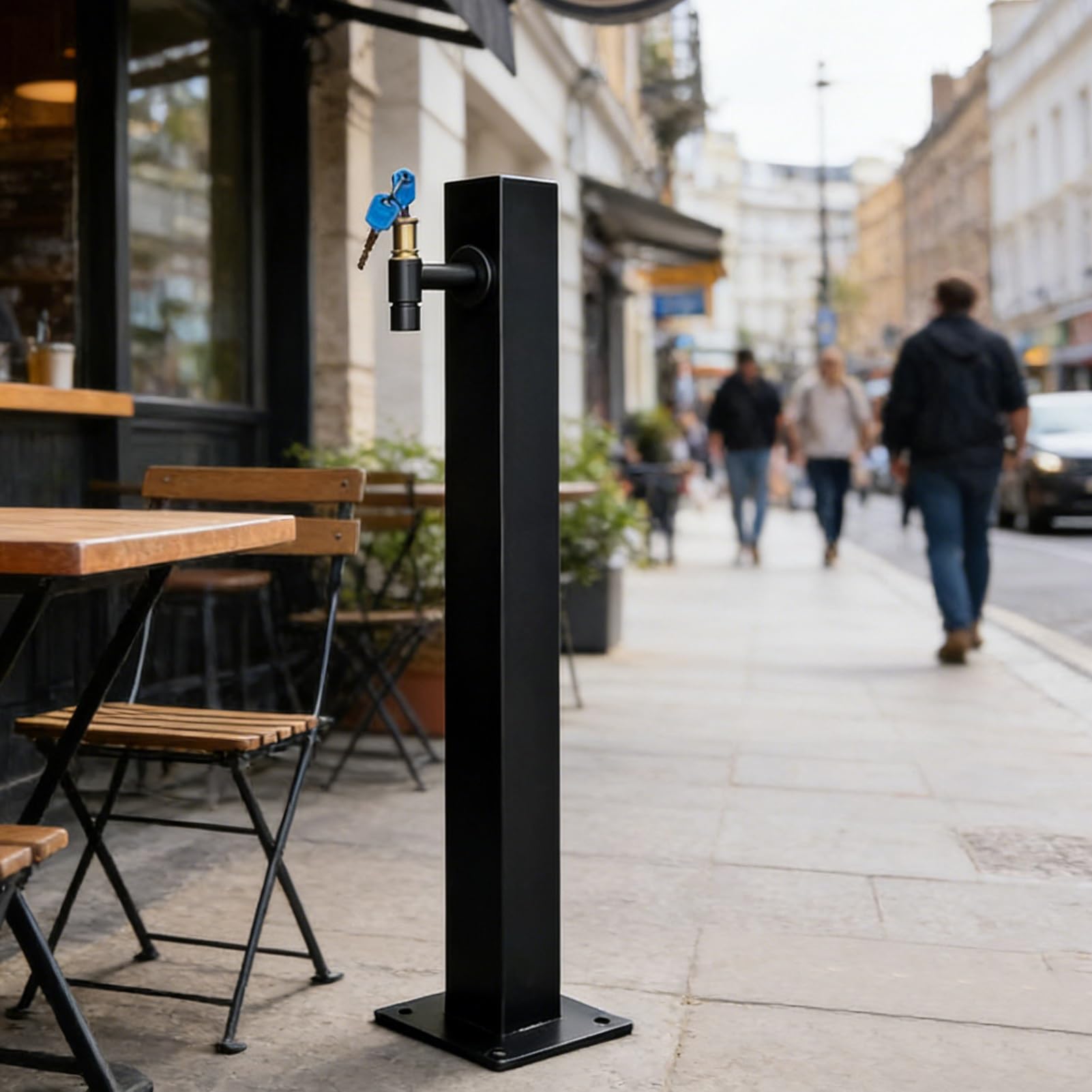 Robinet de Jardin extérieur en métal Noir - Robinet de Jardin autoportant de 60 cm, résistant aux intempéries, pour l'arrosage de la pelouse et l'évier Utilitaire - Borne d'incendi