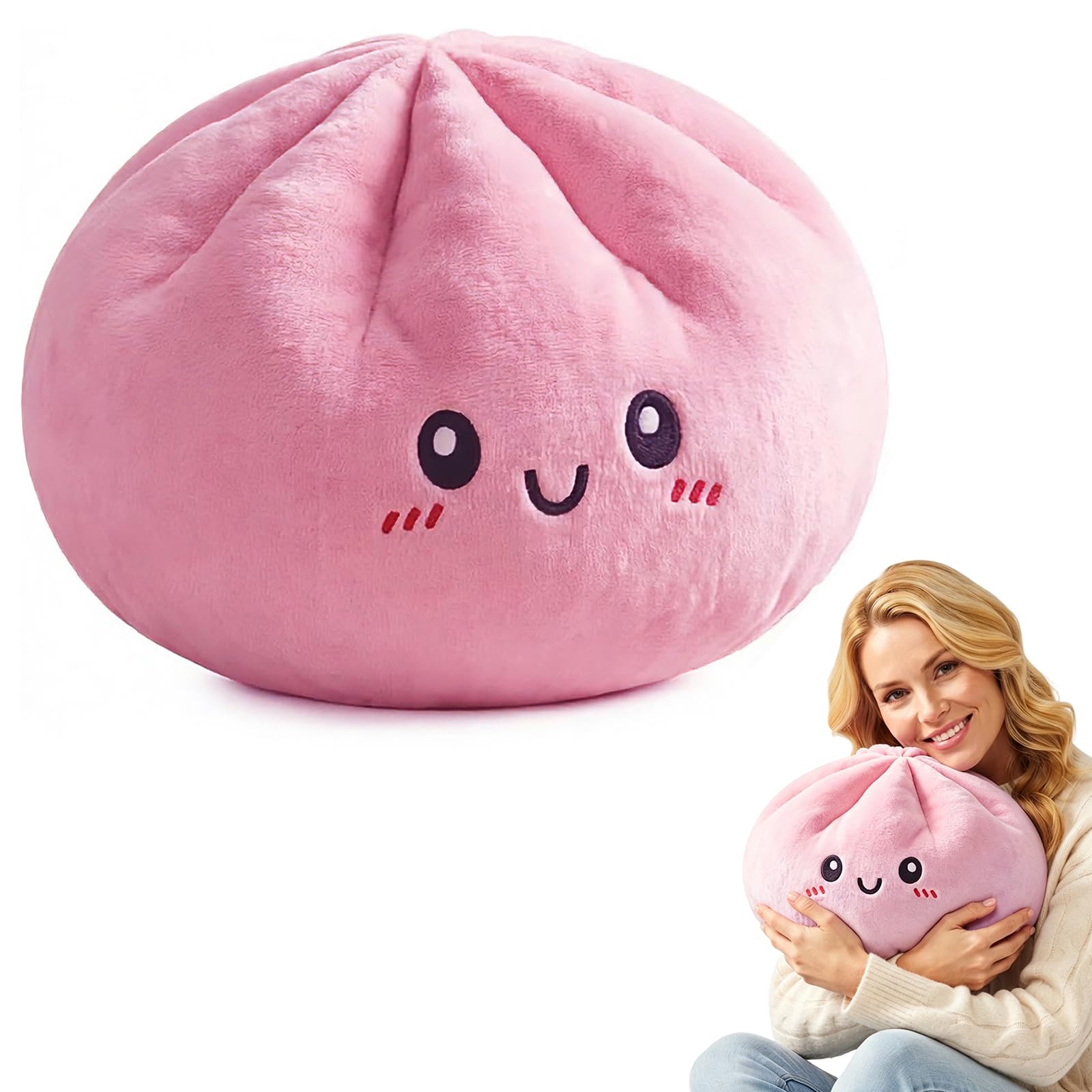 Gvcxwqz Dumpling Pillow 30x22cm, Soft & Cute Throw Pillow for Sofa (Pink)