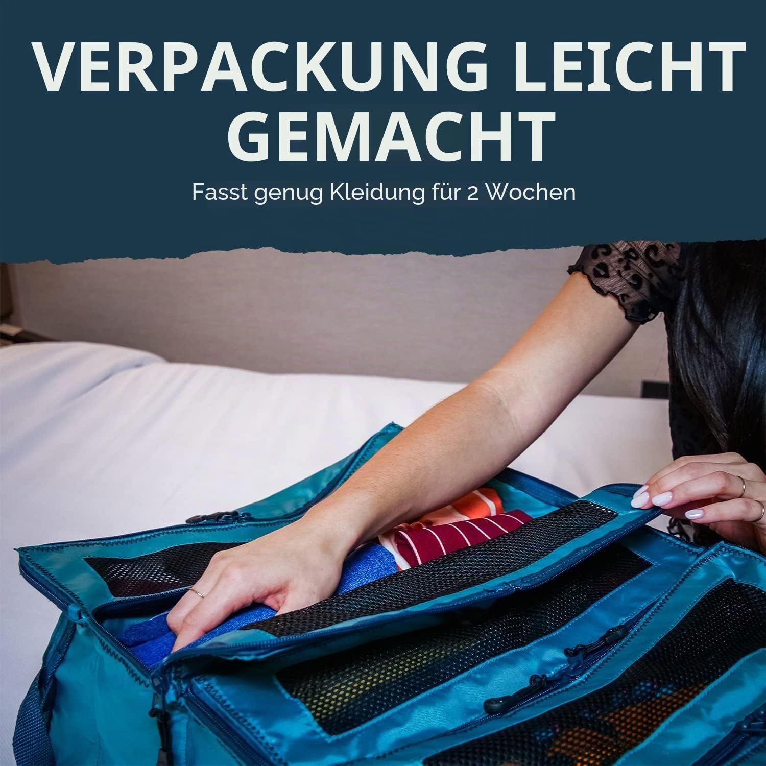 Pack Gear Koffer-Organizer zum Aufhängen, Reiseutensilien, Faltbare Packwürfel, groß oder Handgepäck, Regal-Organizer für Schrank (grün) (XL)