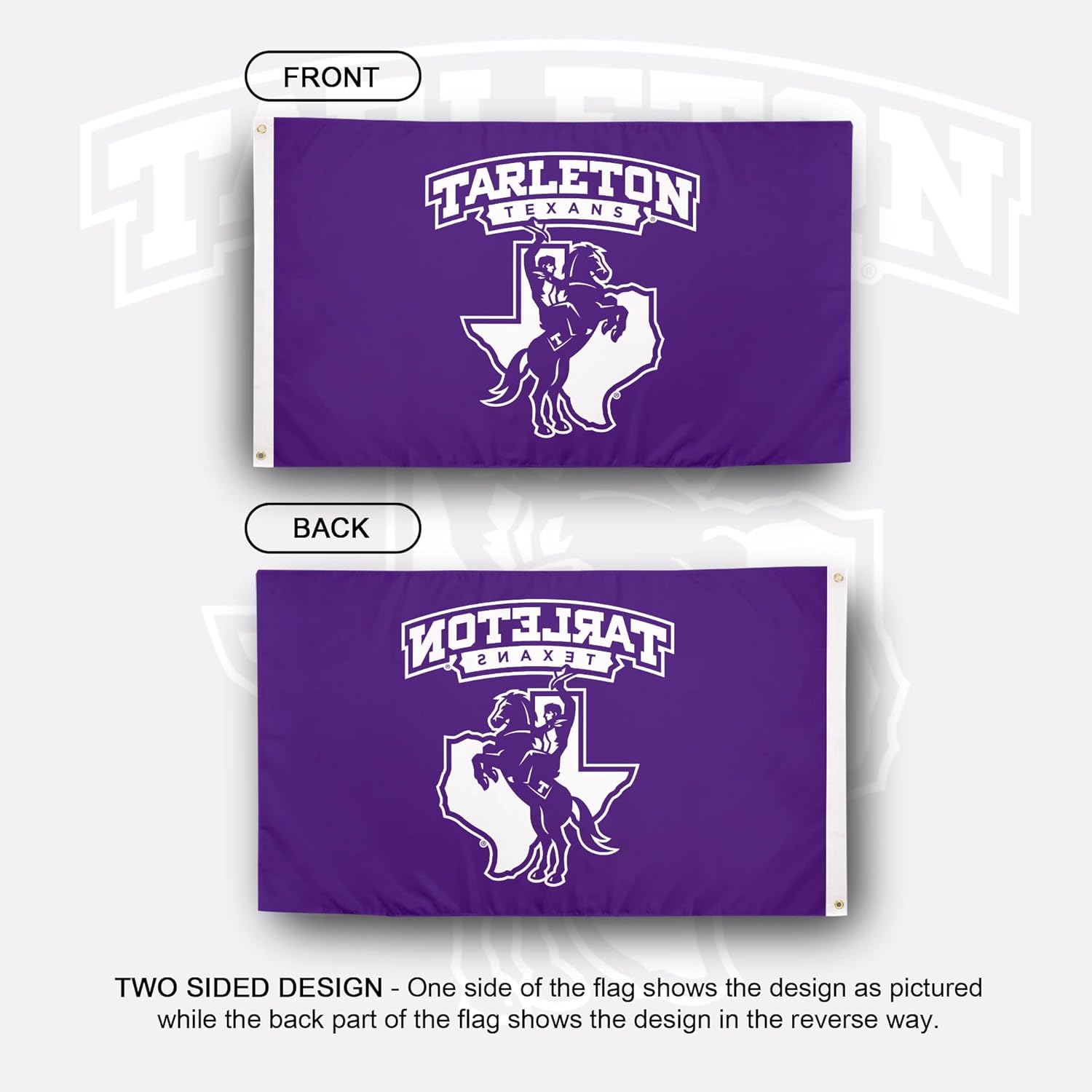 Desert Cactus Tarleton State University TSU Flag - 3 x 5 Feet Texans Banner, Indoor/Outdoor Durable Fabric, 100% Polyester Design (Style 2)