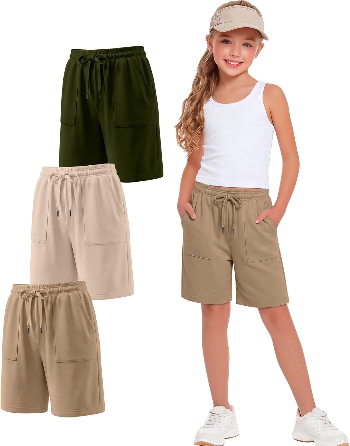 Xaatren 3 Pack Girls Bermuda Shorts
