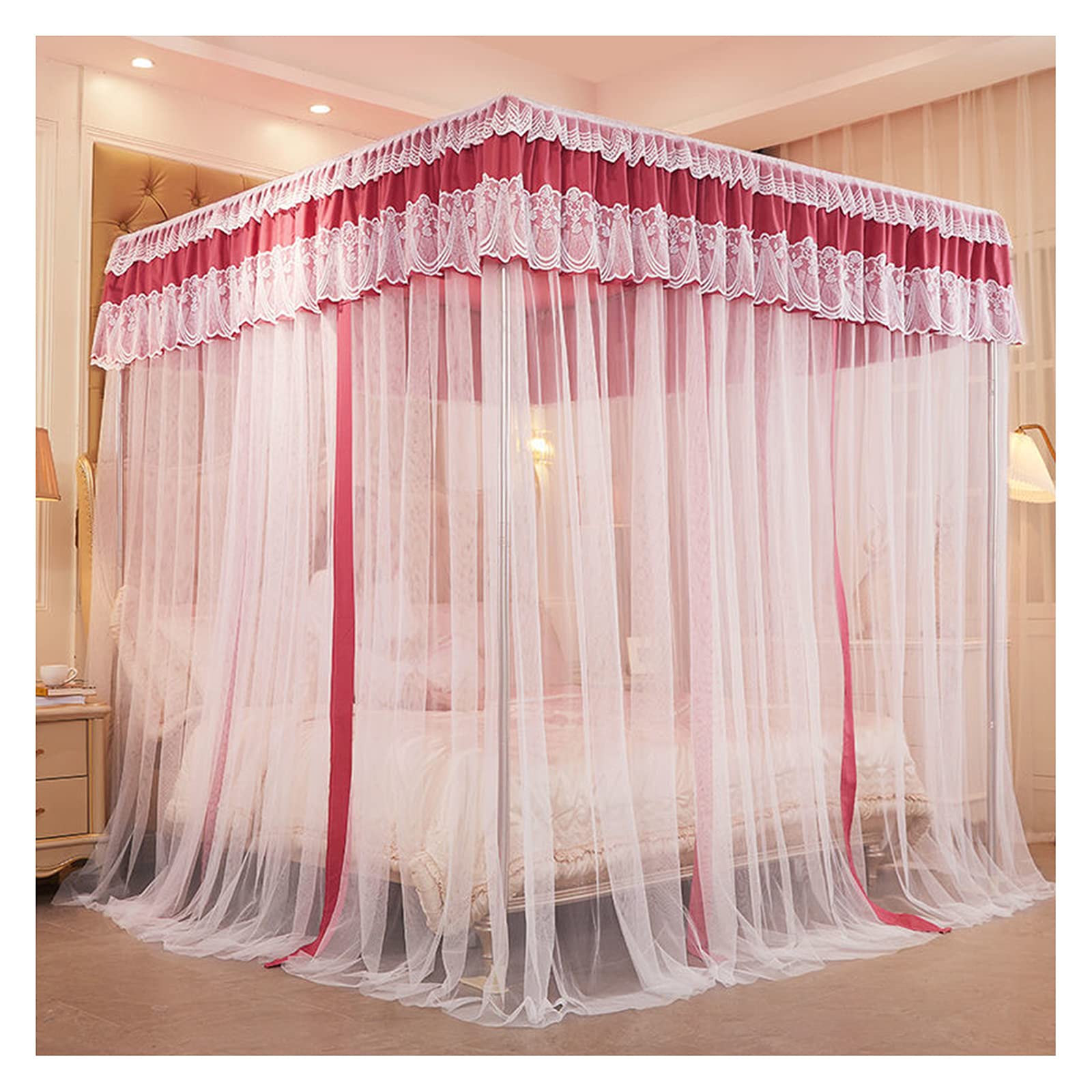 Dosel para dormitorio contra mosquitos con dosel de encaje bordado para camas de princesas