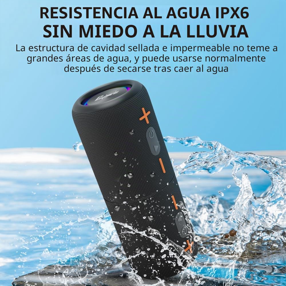 CYBORIS Altavoz Bluetooth portátil 2 en 1, Resistente al Agua, con Sonido estéreo Fuerte de 20 W, 24 Horas de reproducción, emparejamiento inalámbrico Real para el hogar, al Aire Libre o Viajes