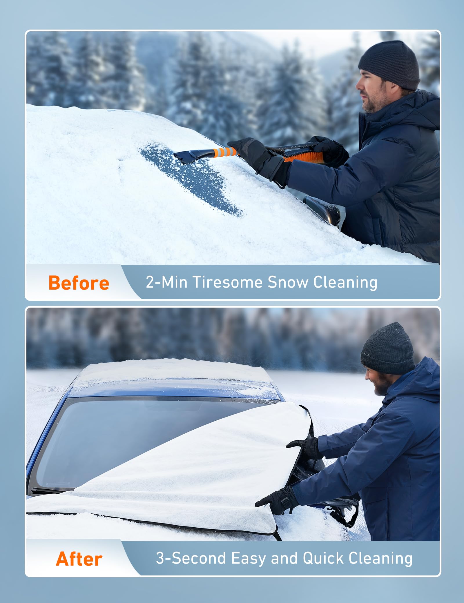 AstroAI Car Windshield Snow Cover Windshield Cover for ice and Snow Frost Windshield Cover for Ice 2 Removal — view 2