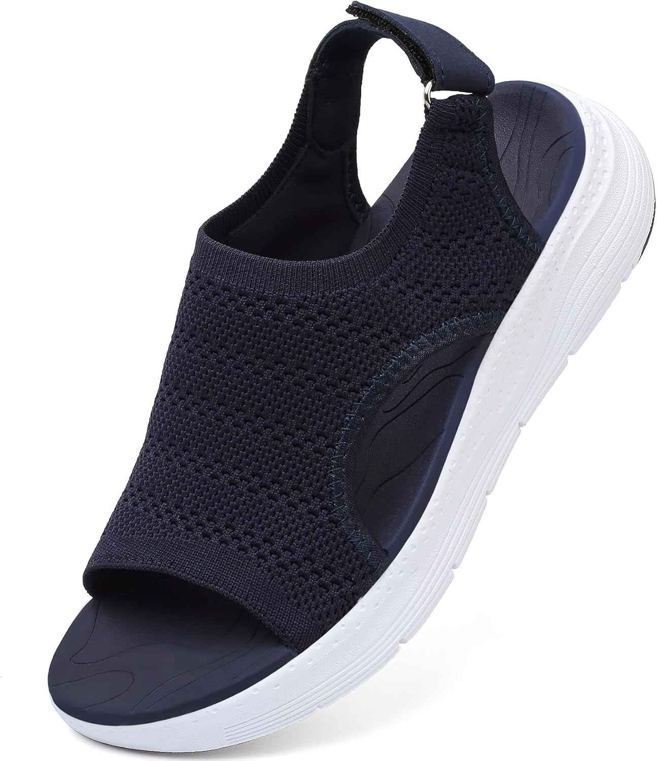 DimaiGlobal Women's Walking Sandals with Arch Support Orthotic for Plantar Fasciitis Comfort Knit Slip-On Sport Sandals Adjustable Ankle Strap Open-Toe Platform Summer Outdoor Casual Shoes